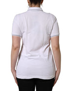 Dolce & Gabbana White Crown Cotton Short Sleeves Polo Top