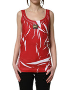 Dolce & Gabbana Red White Abstract Cotton Sleeveless Tank Top