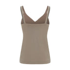 Brunello Cucinelli Beige Cotton Sleeveles T-Shirt