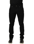 Dolce & Gabbana Black Heraldic Embroidered Skinny Denim Jeans