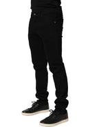 Dolce & Gabbana Black Heraldic Embroidered Skinny Denim Jeans