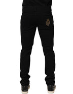 Dolce & Gabbana Black Heraldic Embroidered Skinny Denim Jeans