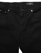 Dolce & Gabbana Black Heraldic Embroidered Skinny Denim Jeans