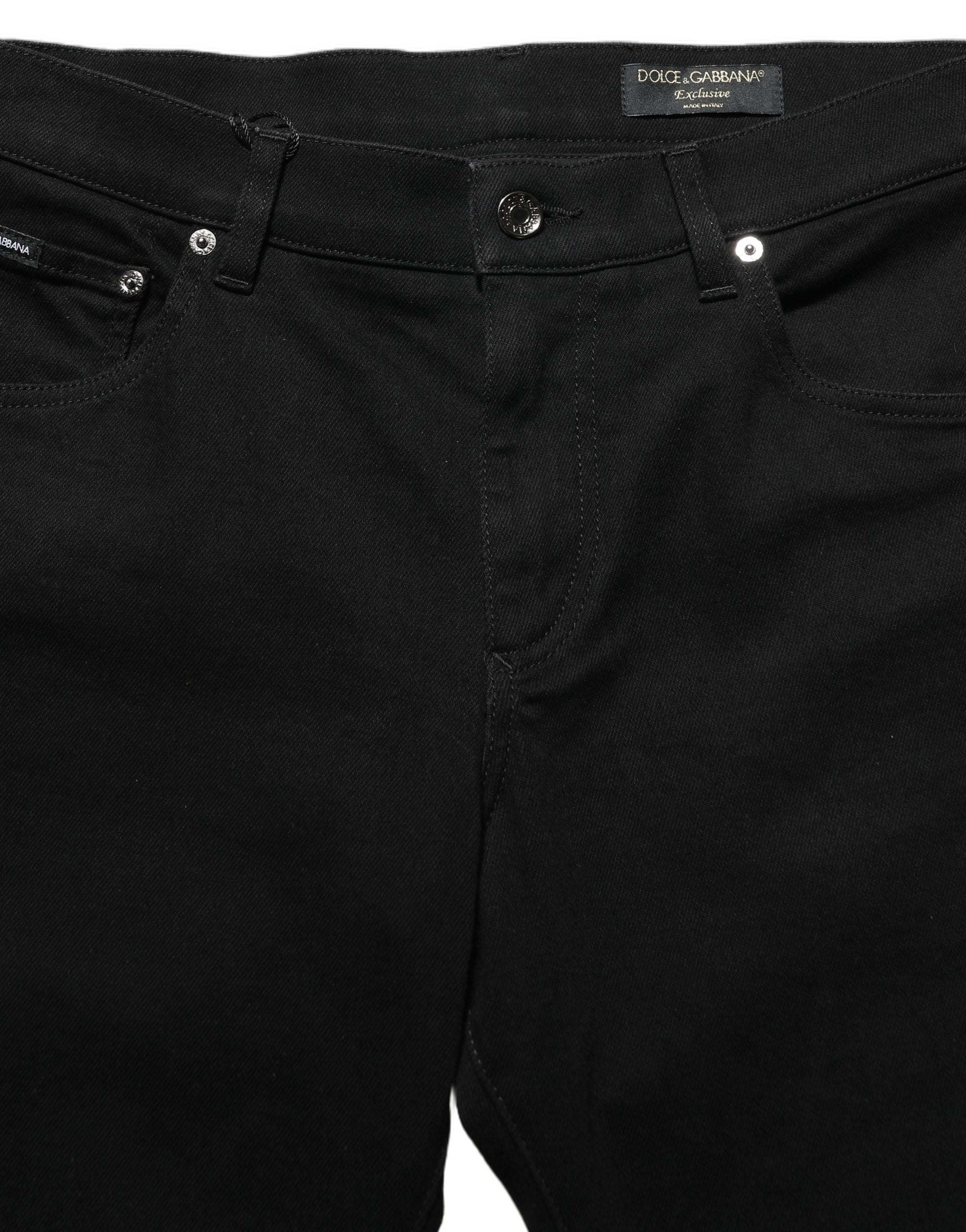 Dolce & Gabbana Black Heraldic Embroidered Skinny Denim Jeans
