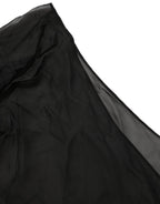 Dolce & Gabbana Black Wrap Sheer Chiffon One Shoulder Top