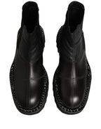 Dolce & Gabbana Black Leather Slip On Chelsea Boots Shoes