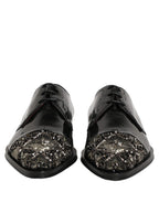Dolce & Gabbana Black Embellished Men Derby Dress Formal Shoes