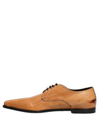 Dolce & Gabbana Brown Leather Lace Up Men Derby Dress Shoes
