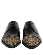 Dolce & Gabbana Black Embellished Derby Dress Formal Shoes