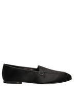 Dolce & Gabbana Black Satin Logo Slip On Flats Loafers Shoes