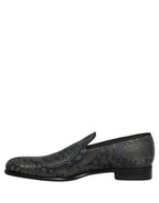 Dolce & Gabbana Black Floral Brocade Slip On Loafers Shoes