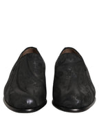 Dolce & Gabbana Black Brocade Men Slip On Dress Loafers Shoes