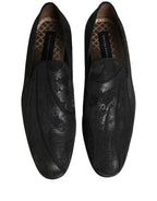 Dolce & Gabbana Black Brocade Men Slip On Dress Loafers Shoes