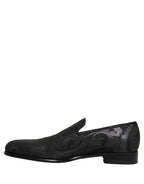 Dolce & Gabbana Black Brocade Men Slip On Dress Loafers Shoes