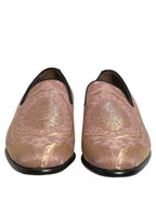 Dolce & Gabbana Pink Brocade Men Slip On Dress Loafers Shoes