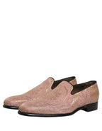 Dolce & Gabbana Pink Brocade Men Slip On Dress Loafers Shoes