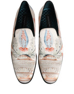 Dolce & Gabbana White Floral Vase Slip On Dress Loafers Shoes