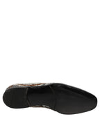 Dolce & Gabbana White Gold Sequined Slip On Loafers Shoes