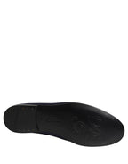 Dolce & Gabbana Blue Satin Logo Slip On Flats Loafers Shoes