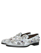 Dolce & Gabbana White Floral Embellished Men Loafers  Shoes