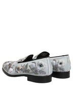 Dolce & Gabbana White Floral Embellished Men Loafers  Shoes