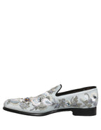Dolce & Gabbana White Floral Embellished Men Loafers  Shoes