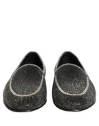 Dolce & Gabbana Black Crystal Embellished Men Loafers Shoes