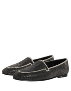 Dolce & Gabbana Black Crystal Embellished Men Loafers Shoes