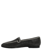 Dolce & Gabbana Black Crystal Embellished Men Loafers Shoes