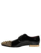 Dolce & Gabbana Black Embellished Men Derby Dress Formal Shoes
