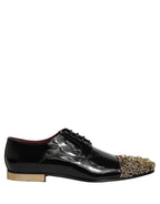 Dolce & Gabbana Black Embellished Men Derby Dress Formal Shoes