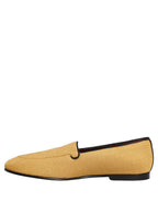 Dolce & Gabbana Yellow Woven Men Slip On Dress Loafers Shoes