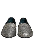 Dolce & Gabbana Gray Lurex Glitter Men Dress Loafers Shoes