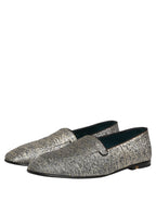 Dolce & Gabbana Gray Lurex Glitter Men Dress Loafers Shoes