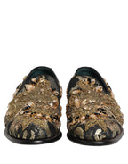 Dolce & Gabbana Black Velvet Embellished Dress Loafers Shoes