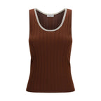Brunello Cucinelli Bordeaux Wool Oves Aries Sleeveles T-Shirt