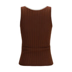 Brunello Cucinelli Bordeaux Wool Oves Aries Sleeveles T-Shirt
