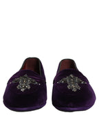 Dolce & Gabbana Violet Suede Embellished Dress Loafers Shoes