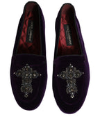 Dolce & Gabbana Violet Suede Embellished Dress Loafers Shoes
