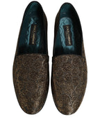 Dolce & Gabbana Gold Lurex Glitter Men Slip On Loafers Shoes