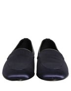 Dolce & Gabbana Navy Blue Satin DG Logo Dress Loafers Shoes