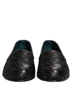 Dolce & Gabbana Black Glitter Brocade Men Dress Loafers Shoes
