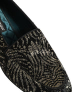 Dolce & Gabbana Black Silver Embellished Dress Loafers Shoes