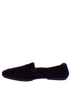 Dolce & Gabbana Violet Velvet Slip On Men Flats Loafers Shoes