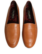 Dolce & Gabbana Brown Leather Logo Slip On Men Loafers Shoes