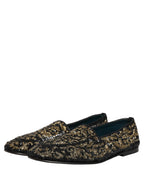 Dolce & Gabbana Black Gold Embellished Dress Loafers Shoes