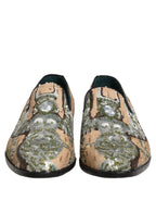 Dolce & Gabbana Beige Sequin Embroidery Dress Loafers Shoes