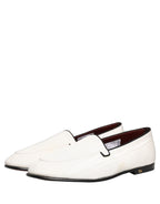 Dolce & Gabbana White Velvet Slip On Men Flats Loafers Shoes