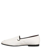 Dolce & Gabbana White Velvet Slip On Men Flats Loafers Shoes