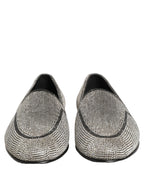 Dolce & Gabbana Silver Crystal Embellished Men Loafers Shoes